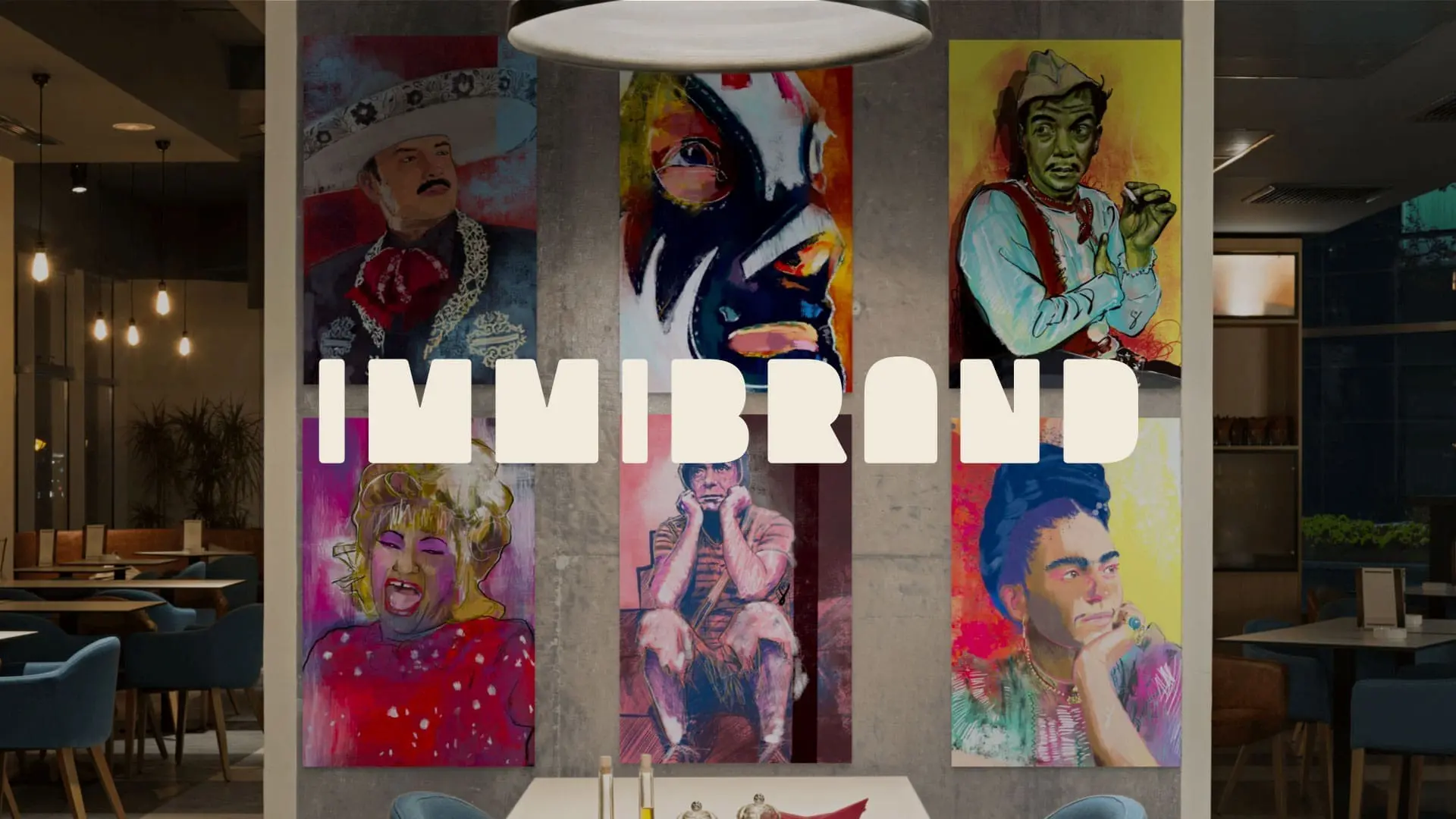 Immibrand wall art canvas prints in modern restaurant.