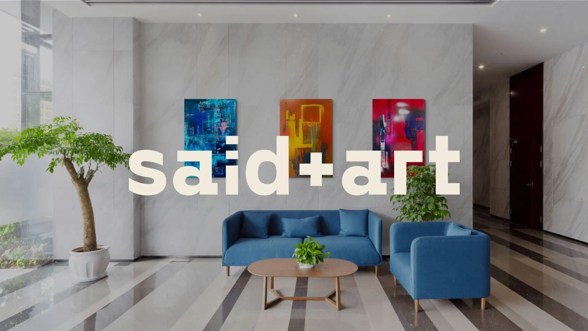 saïd + art fine art abstract paintings in office lobby.
