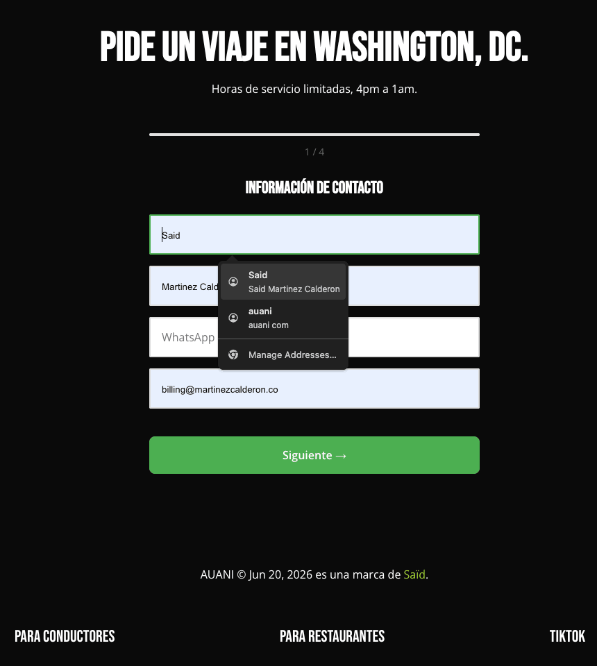Auani fill form.