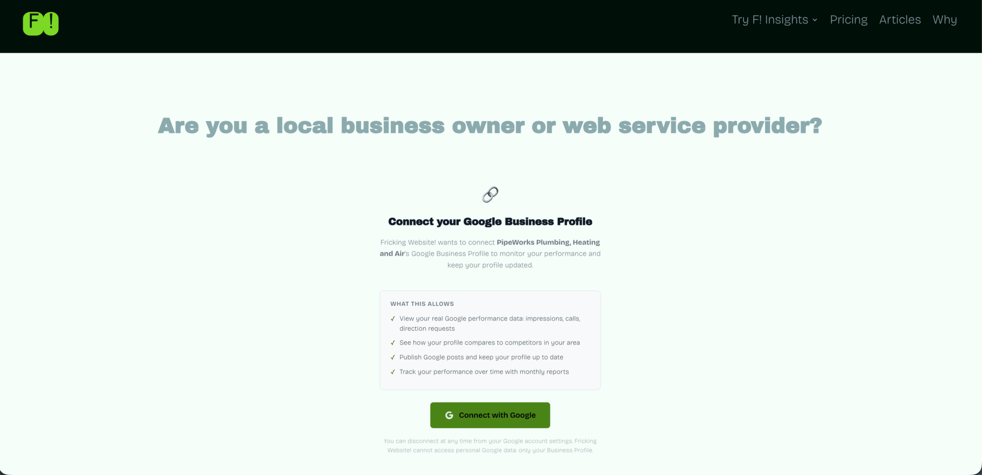 Fricking Insights Client OAuth connection eliminates the need to share client credentials.