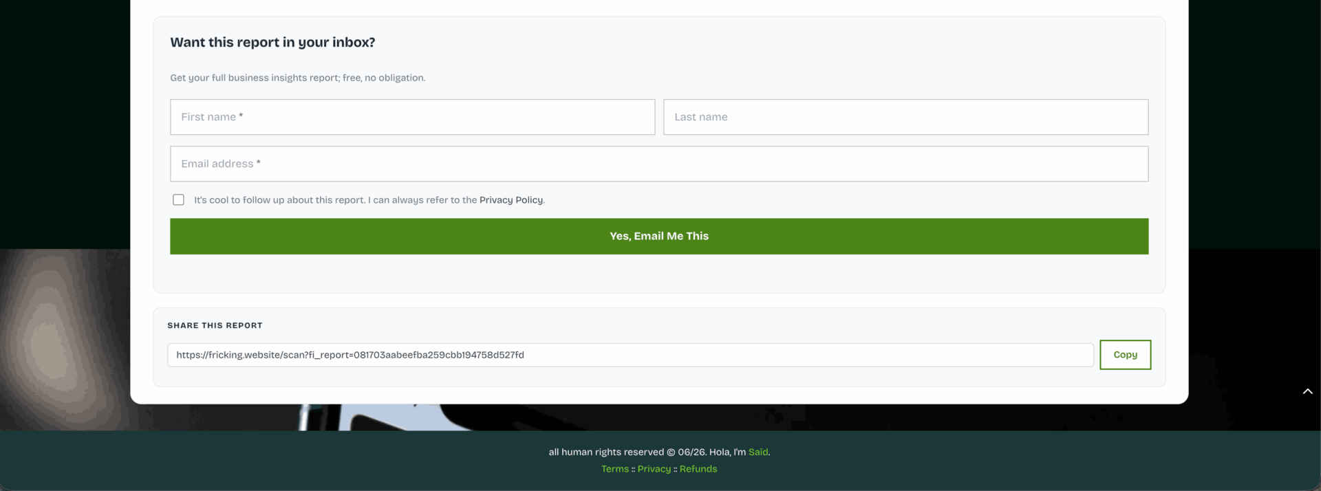 Fricking Insights inbound lead form magnet.