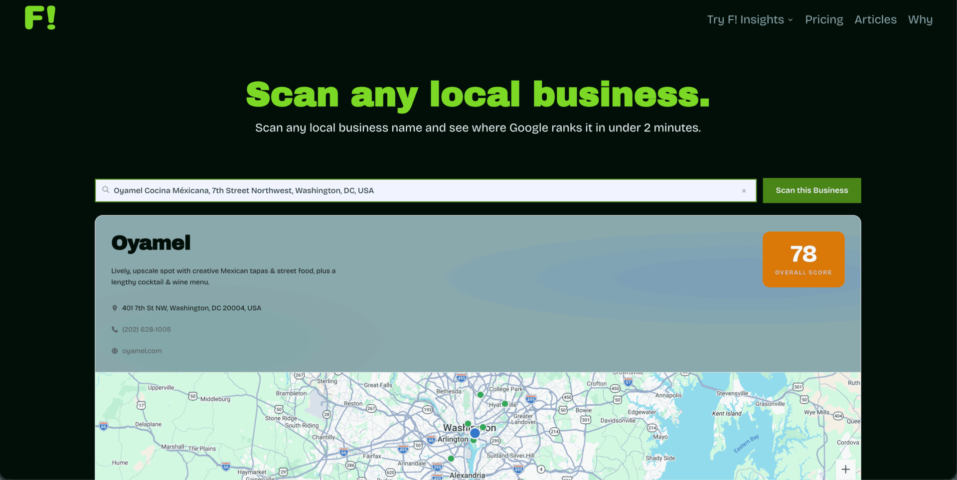 Fricking Insights business scan grade hero.