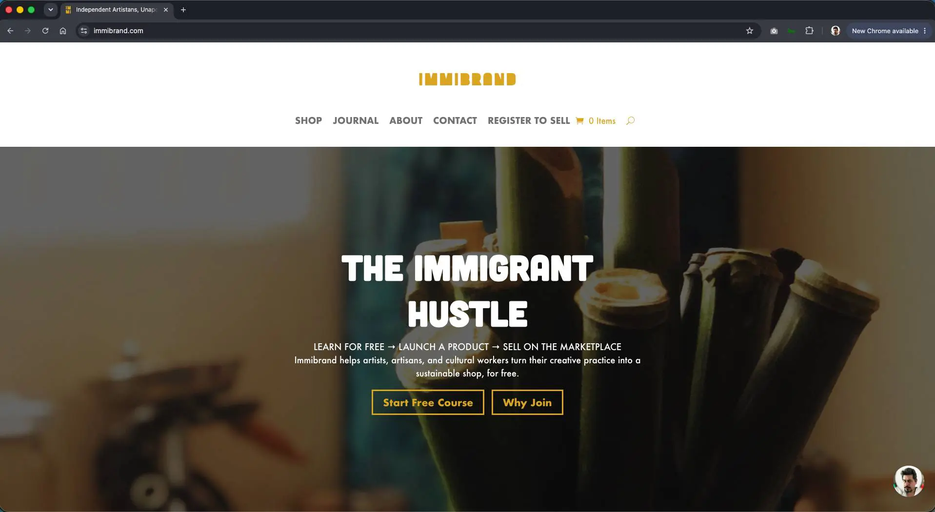 Immibrand.com home page.