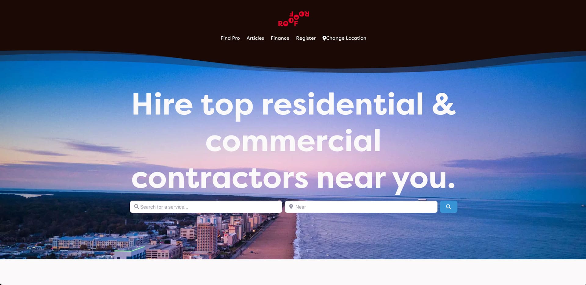 Hero home banner for RoofRoofConstruction.com.