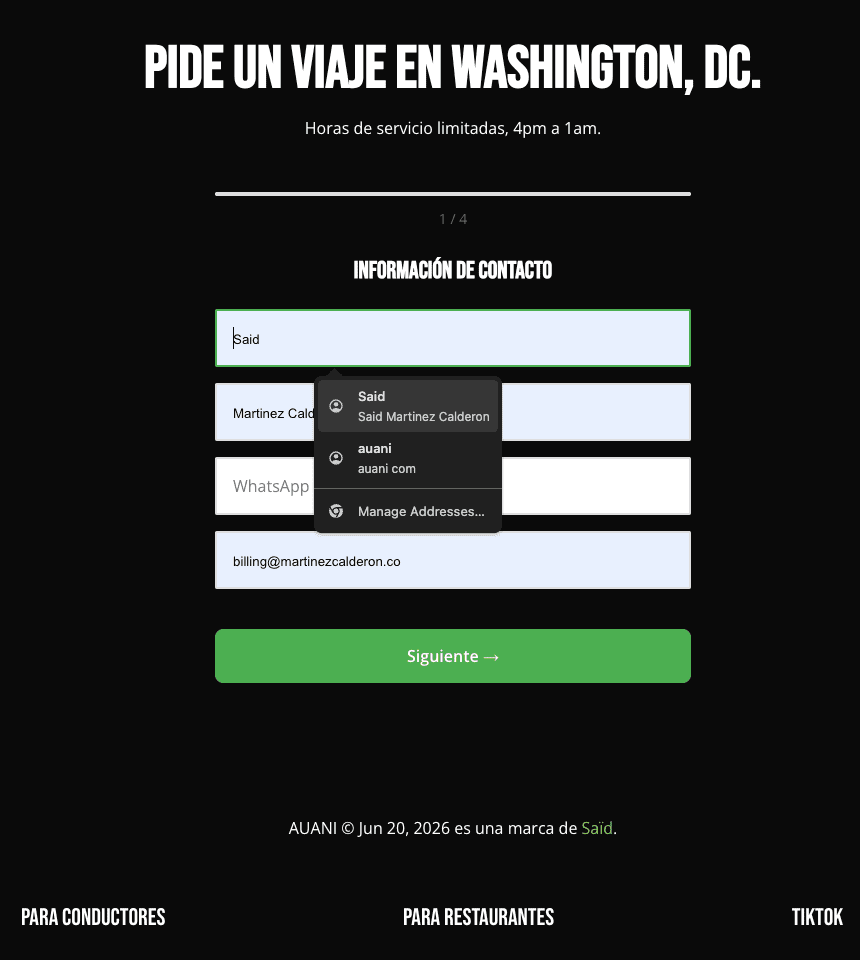 Auani fill form.
