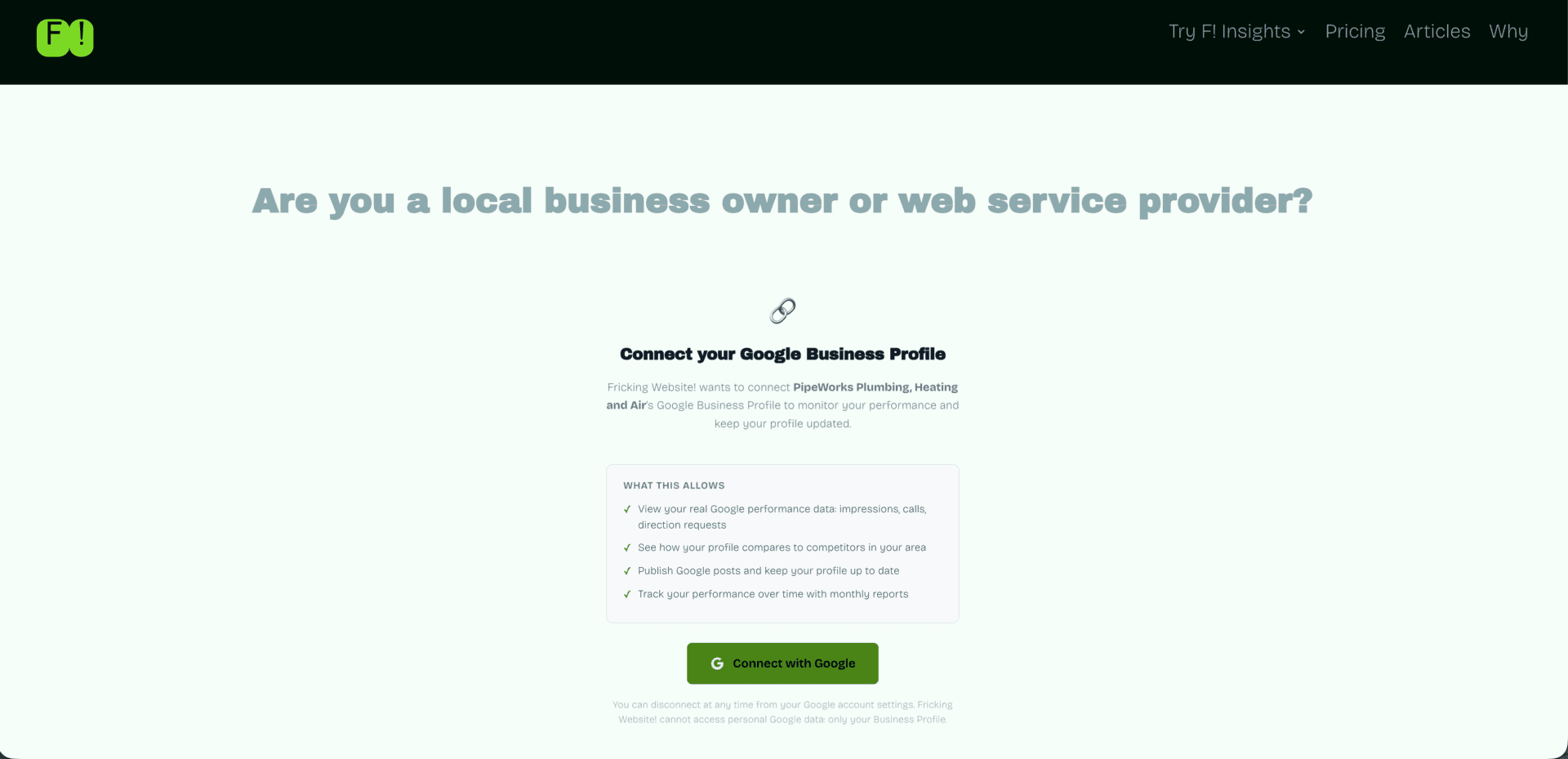 Fricking Insights Client OAuth connection eliminates the need to share client credentials.