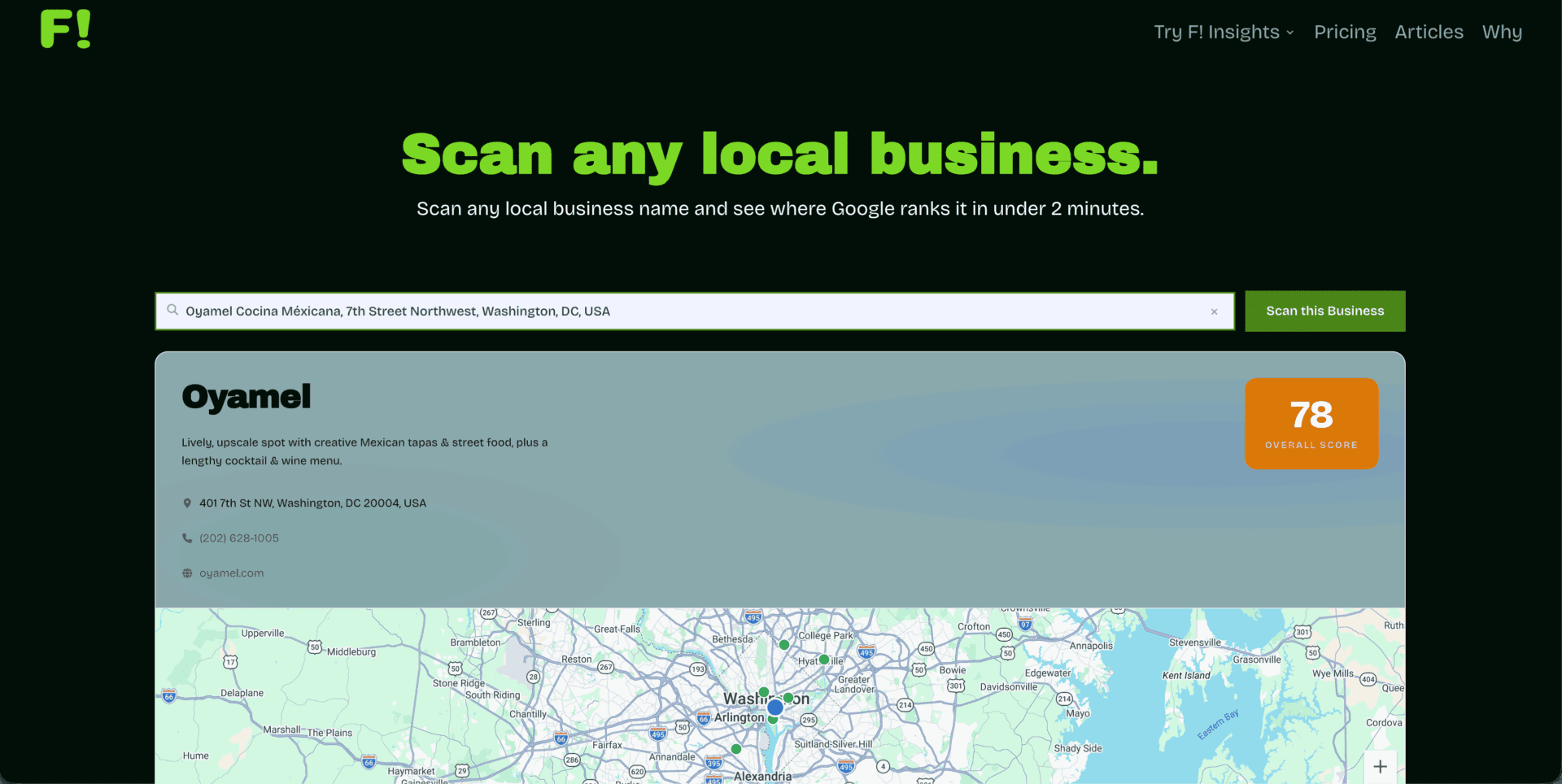 Fricking Insights business scan grade hero.